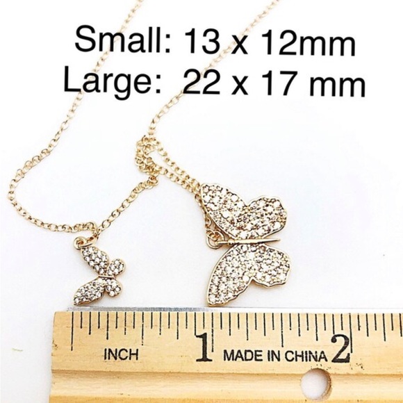 Big & Little Butterfly Necklace in CZ & White Topaz, Gold Filled, Or 2 Smalls - Picture 10 of 10
